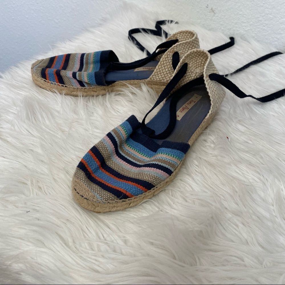 Toni Pors Striped Espadrille Closed Toe Sandals 7